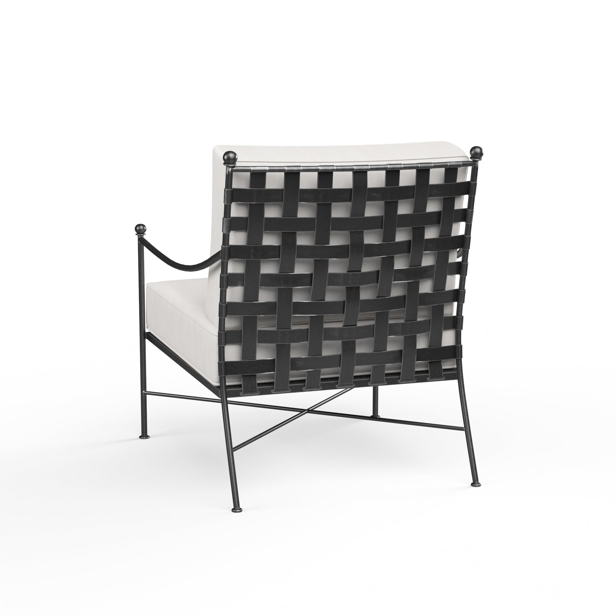 Strap-Back Wrought Iron Club Chair