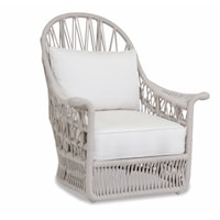 Coastal Upholstered Outdoor Chair with Winged Arms