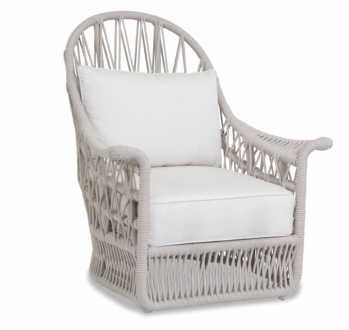 Coastal Upholstered Outdoor Chair with Winged Arms