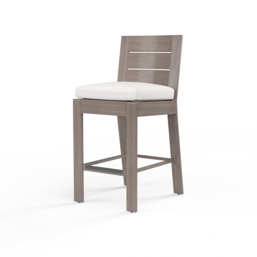 Transitional Outdoor Barstool with Ladder Back