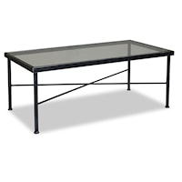 Traditional Rectangular Coffee Table with Tempered Glass Top