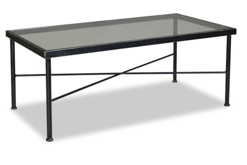 Contemporary Outdoor Rectangular Coffee Table with Tempered Glass Top