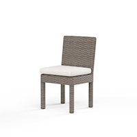 Transitional Armless Resin Wicker Dining Chair