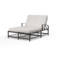 Contemporary Upholstered Double Chaise with Weather Resistant Cushion