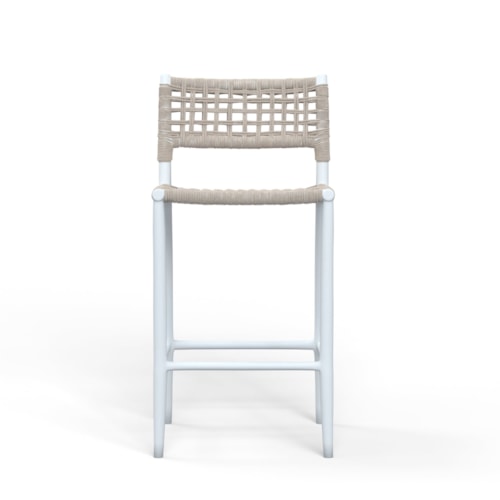 Coastal Barstool with Woven Back