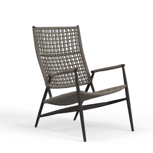 Contemporary Outdoor Upholstered Chair with Woven Back and Seat