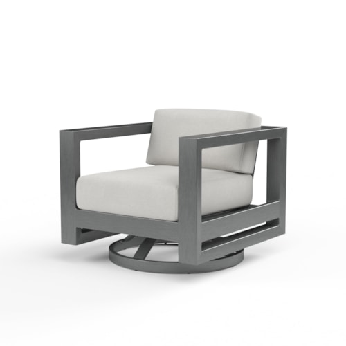 Contemporary Outdoor Swivel Club Chair