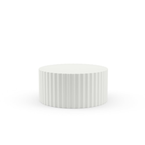 Contemporary Outdoor Round Coffee Table with Fluted Design