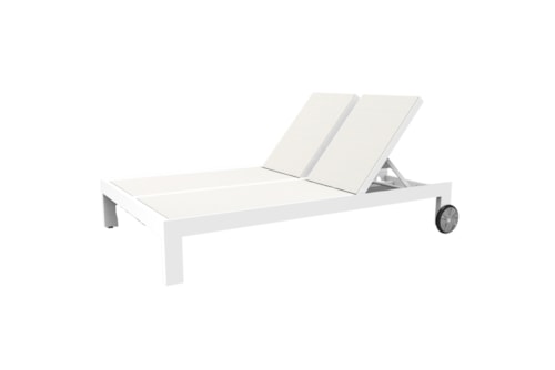 Contemporary Upholstered Double Chaise with Wheels