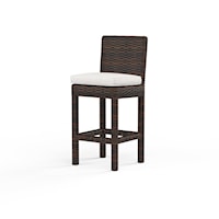Transitional Outdoor Bar Stool with Wicker Detailing