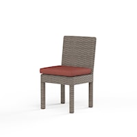 Transitional Armless Resin Wicker Dining Chair