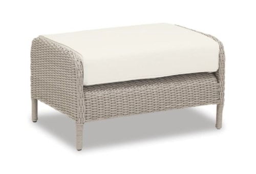 Transitional Outdoor Ottoman with Wicker Detailing