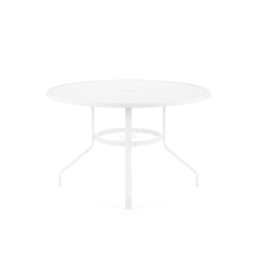 Transitional 48" Round Outdoor Dining Table with Metal Legs
