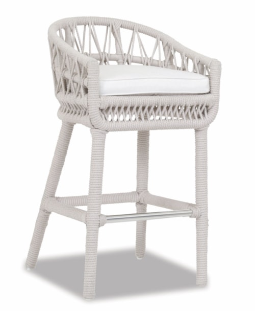 Coastal Outdoor Rope Barstool with Seat Cushion