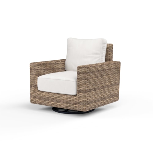 Coastal Outdoor Resin Wicker Swivel Club Rocker