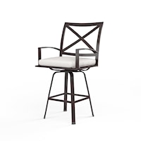 Contemporary Upholstered Bar Stool with Open X Back