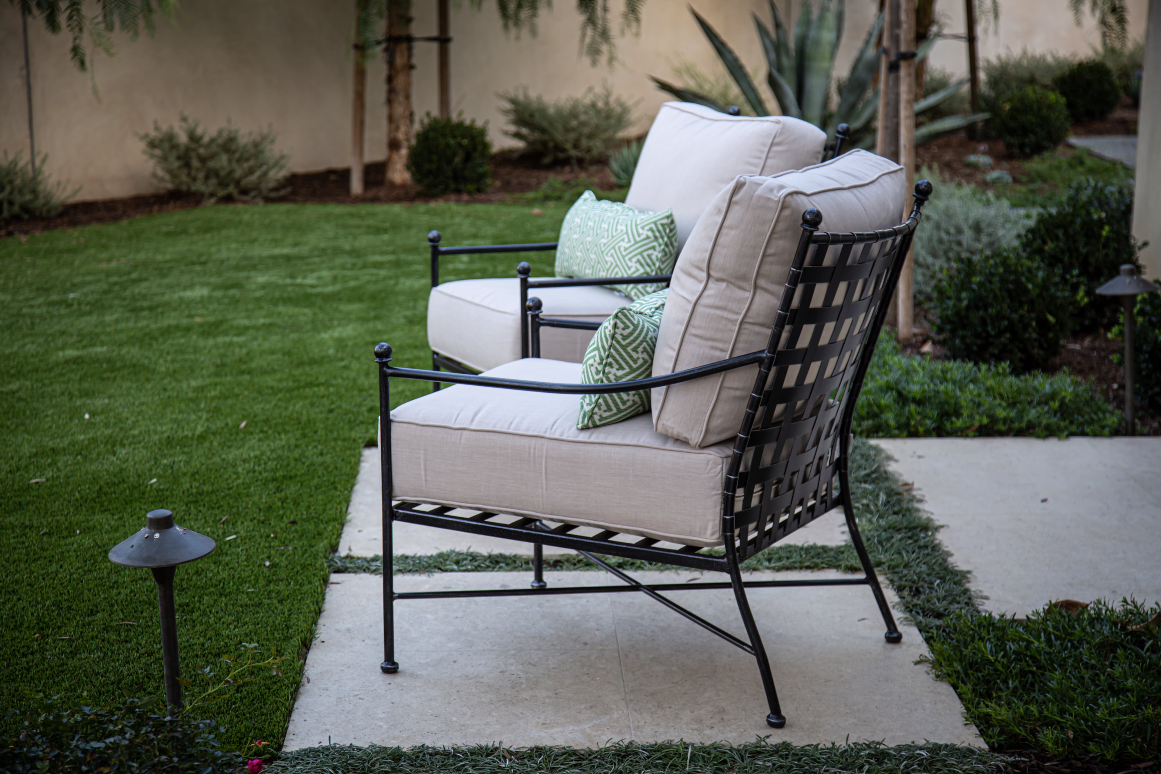 Strap-Back Wrought Iron Club Chair