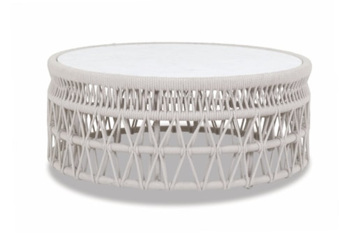 Coastal Outdoor Coffee Table with Marble Top