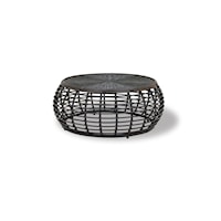 Contemporary Outdoor Round Wicker Coffee Table