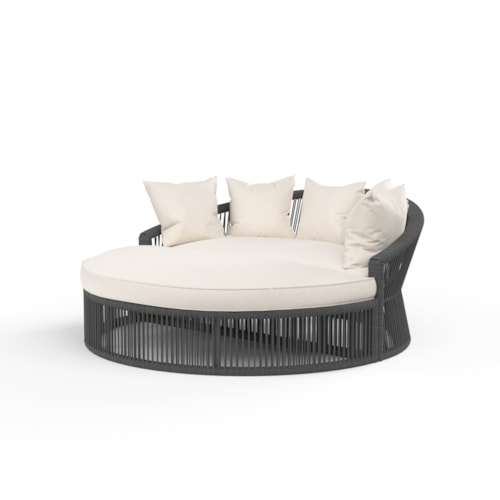 Contemporary Outdoor Round Daybed with Pillows