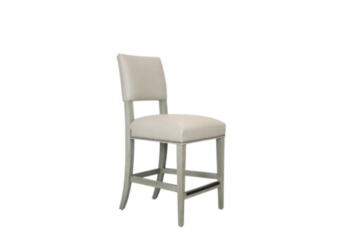 Upholstered Leather Counter Stool with Nailhead Trim