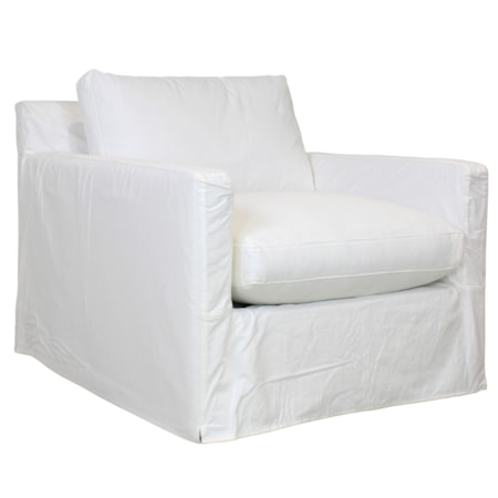 Slip Covered Swivel Chair