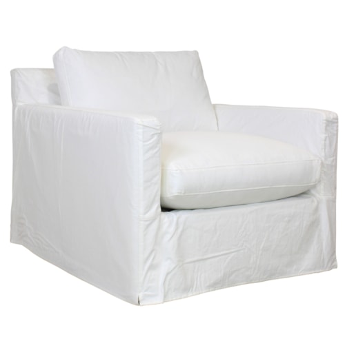 Slip Covered Swivel Chair