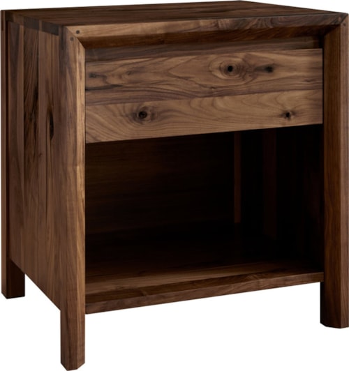 Rustic Walnut 1-Drawer Open Nightstand