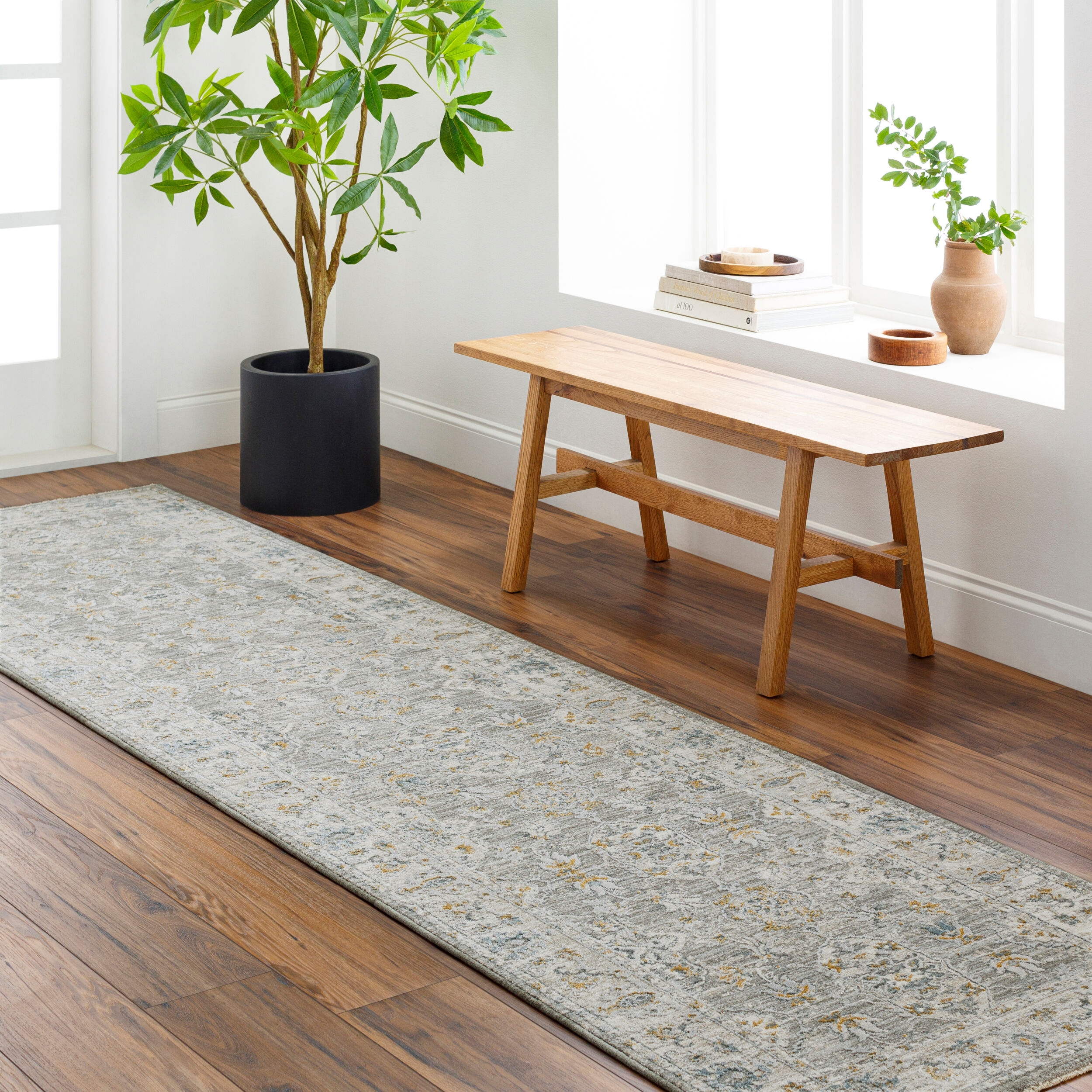 Gray, White 9X2'2" RUG