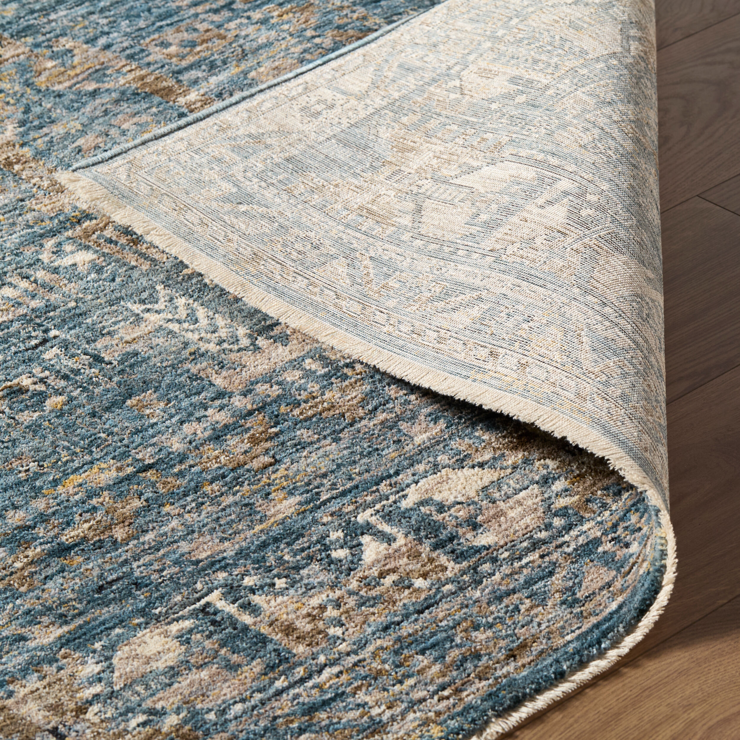 Blue, Denim, Cream 9X12 Rug