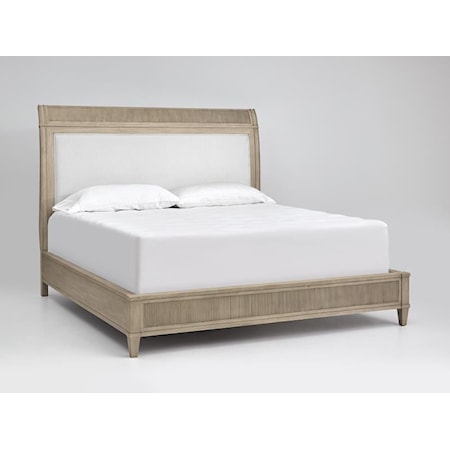 King Sleigh Bed with Upholstered Heaboard