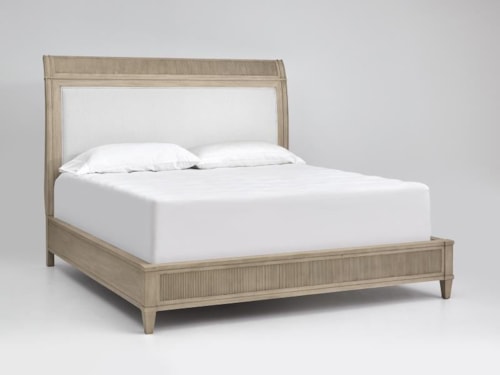 Queen Sleigh Bed with Upholstered Heaboard