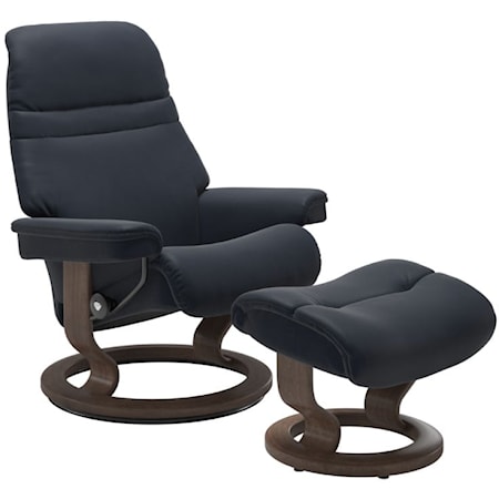 Medium Chair & Ottoman with Classic Base