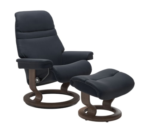 Large Reclining Chair & Ottoman with Classic Base