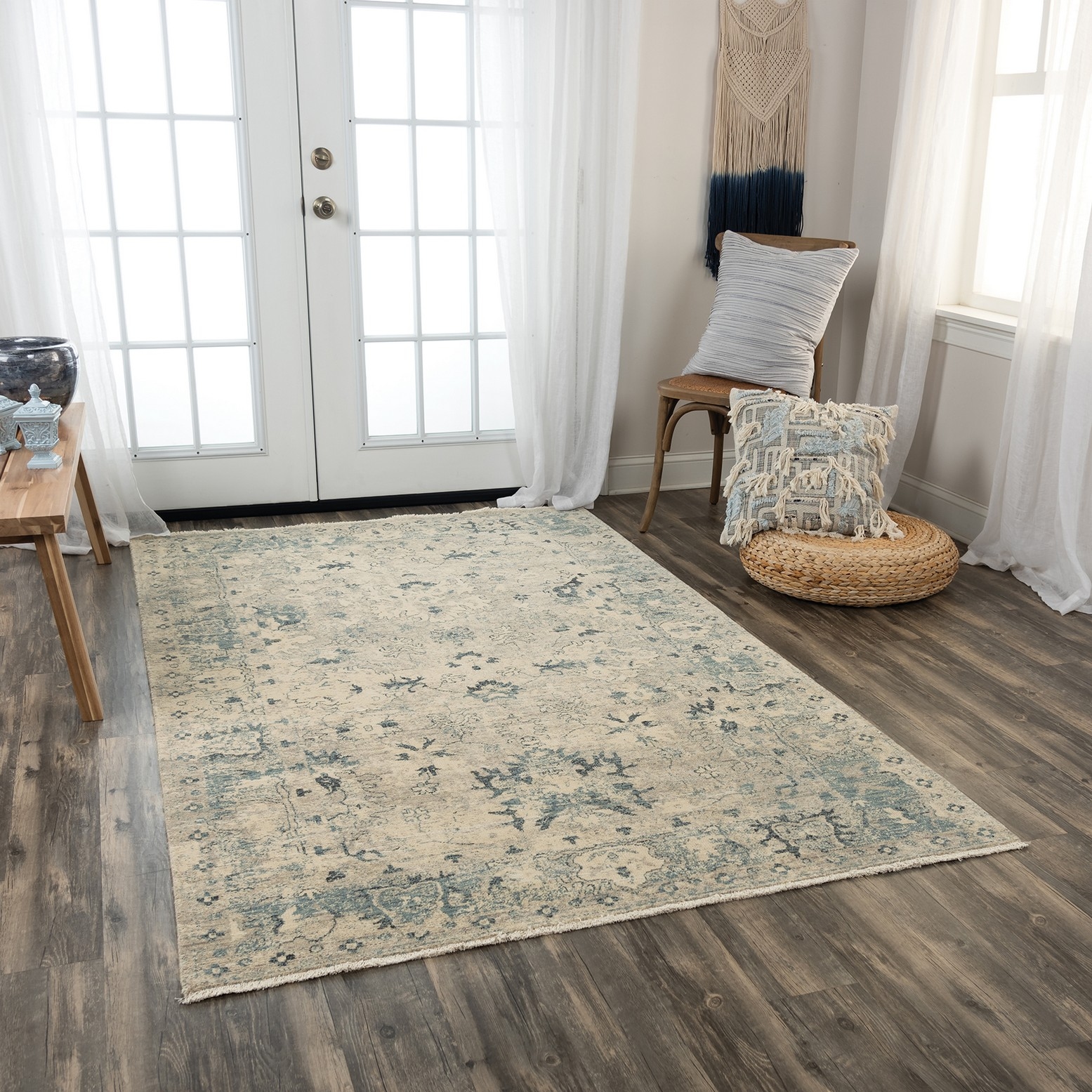 Beige,Blue 8X10 Rug