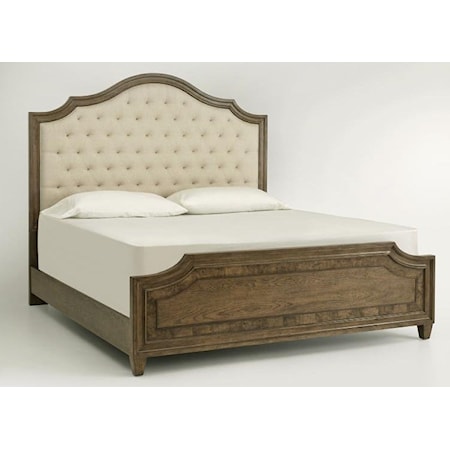 King Panel Bed with Upholstered Headboard