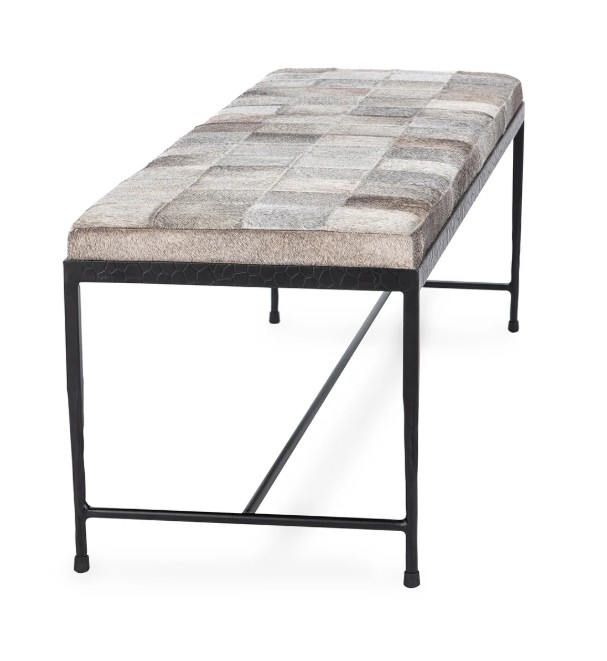 Achen Hide 60" Bench - Sparrow Gray