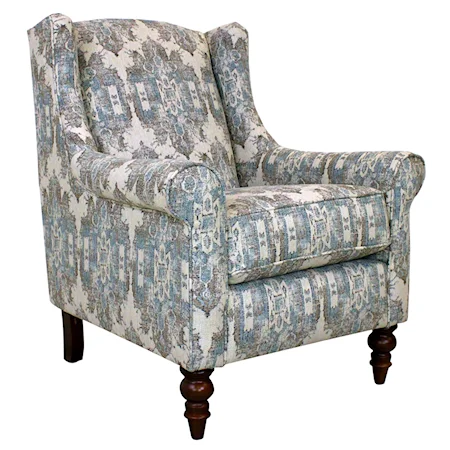 Wing Back Chair with Traditional Turned Legs