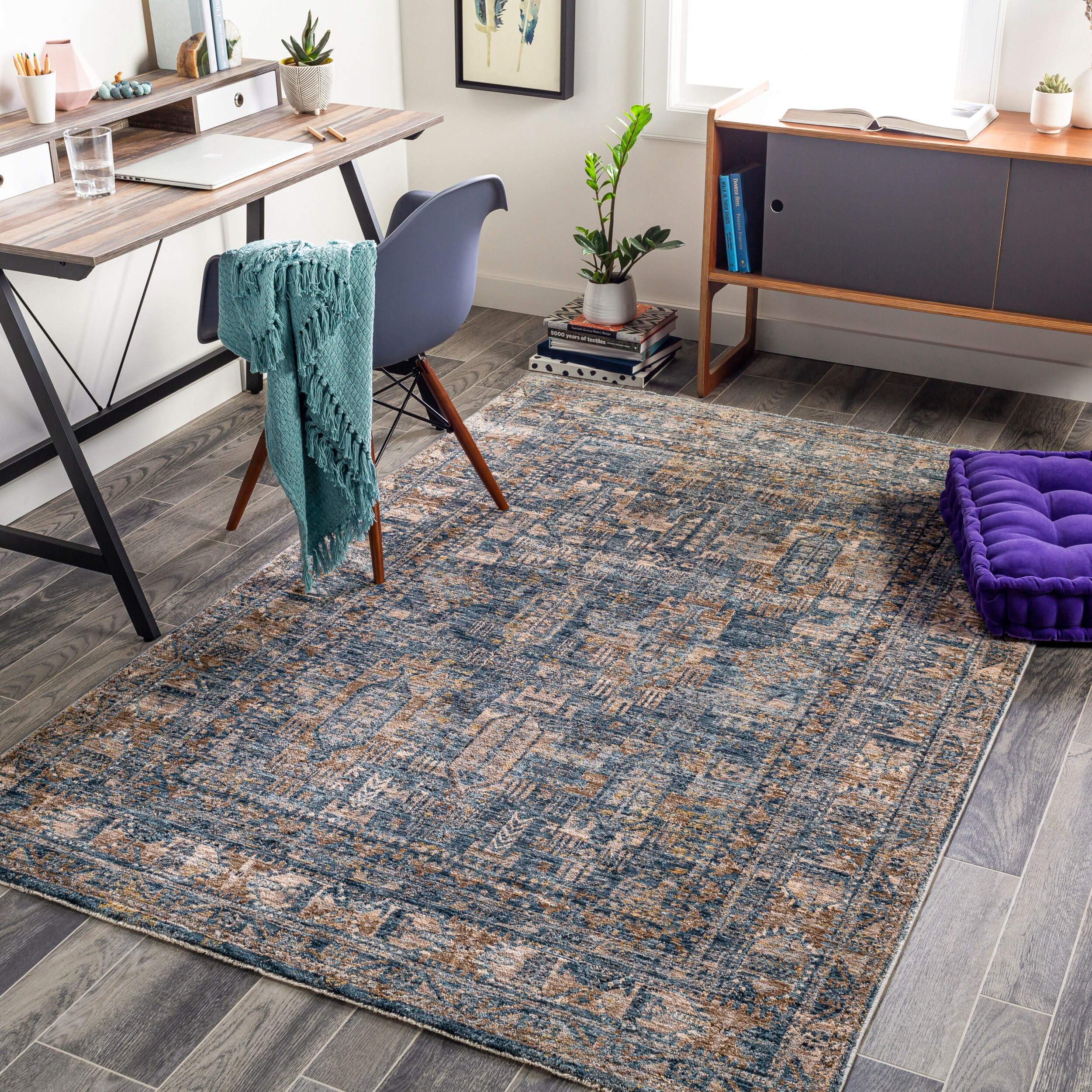 Blue, Denim, Cream 9X12 Rug