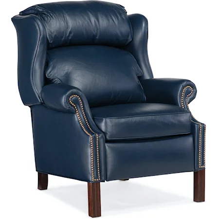 Chippendale Reclining Wing Chair with Brass Nails