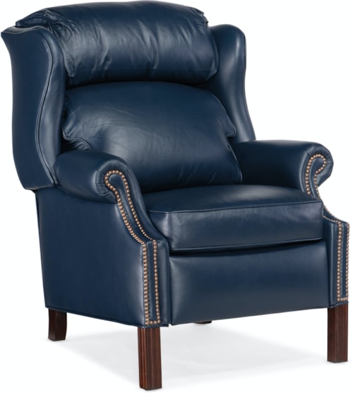 Chippendale Reclining Wing Chair with Brass Nails