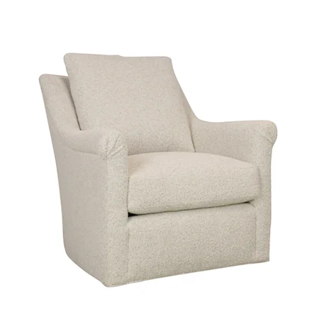 Casual Upholstered Swivel Chair with Rolled Arms