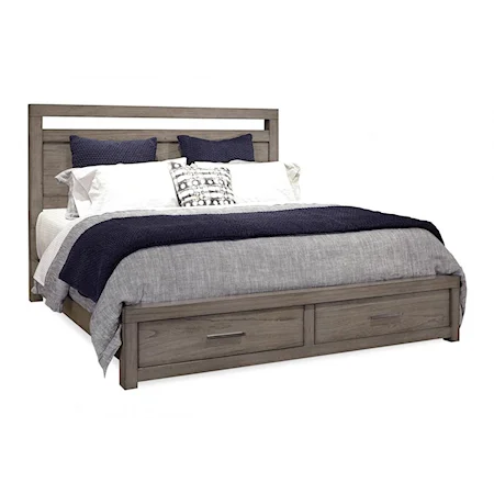 Contemporary Queen Panel Storage Bed with Dual USB Ports