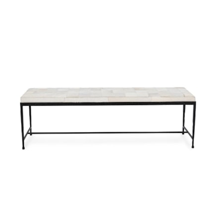 Achen Hide 60" Bench - Dusty Cream