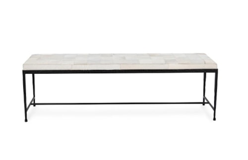 Achen Hide 60" Bench - Dusty Cream