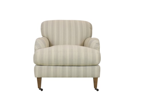 Traditional Upholstered Chair with Rolled Arms and Casters