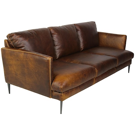 Century Leather Upholstery Quilted Leather Stationary Sofa, Sprintz  Furniture