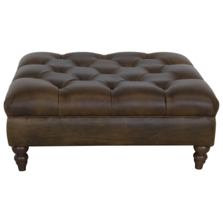 Italian Leather Ottoman