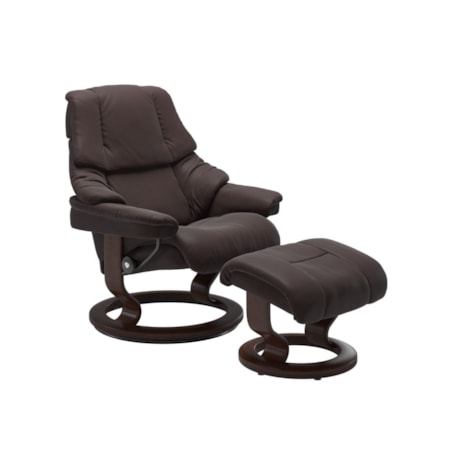 Medium Chair & Ottoman with Classic Base