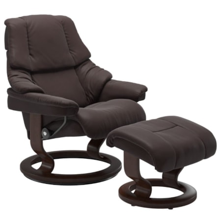 Medium Chair & Ottoman with Classic Base